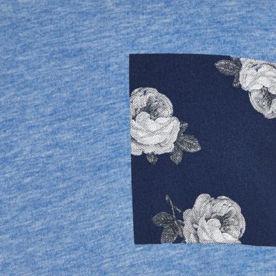 Boys blue floral pocket t-shirt